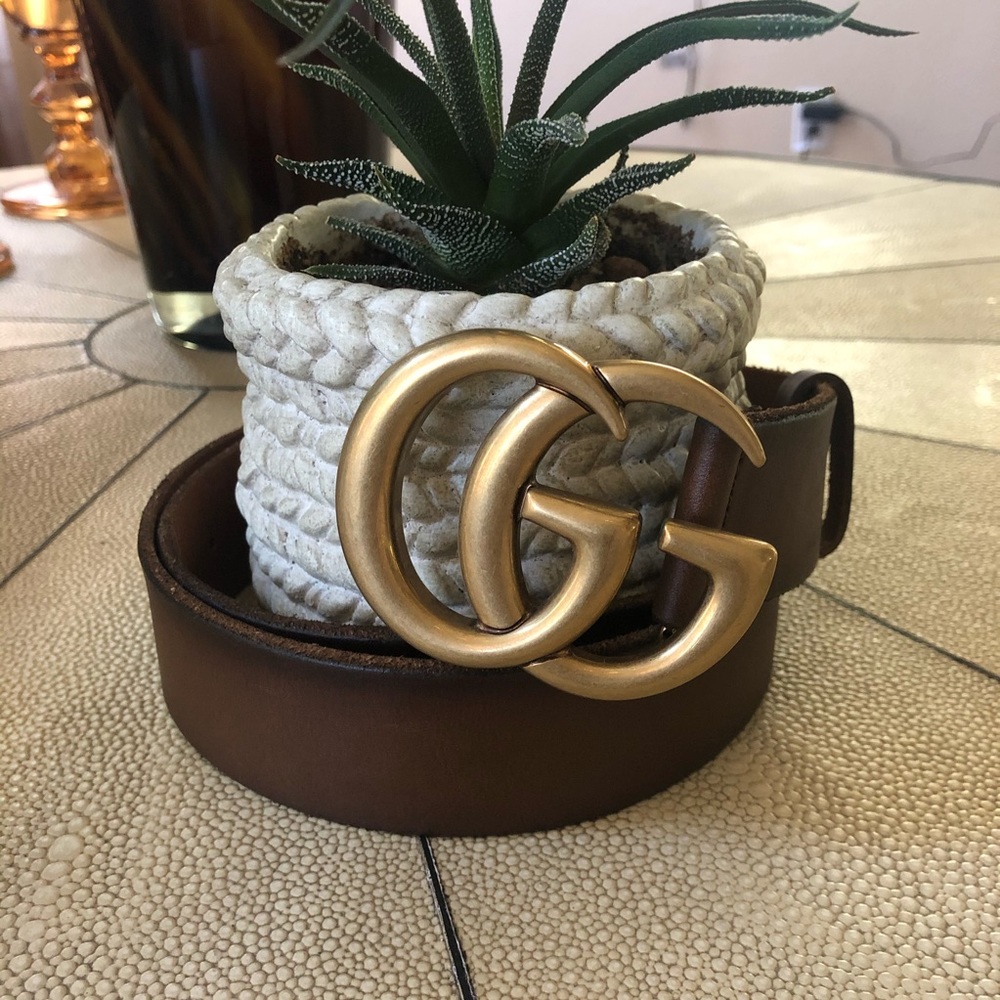 NWT - Gucci Double G Leather Belt in Cuir